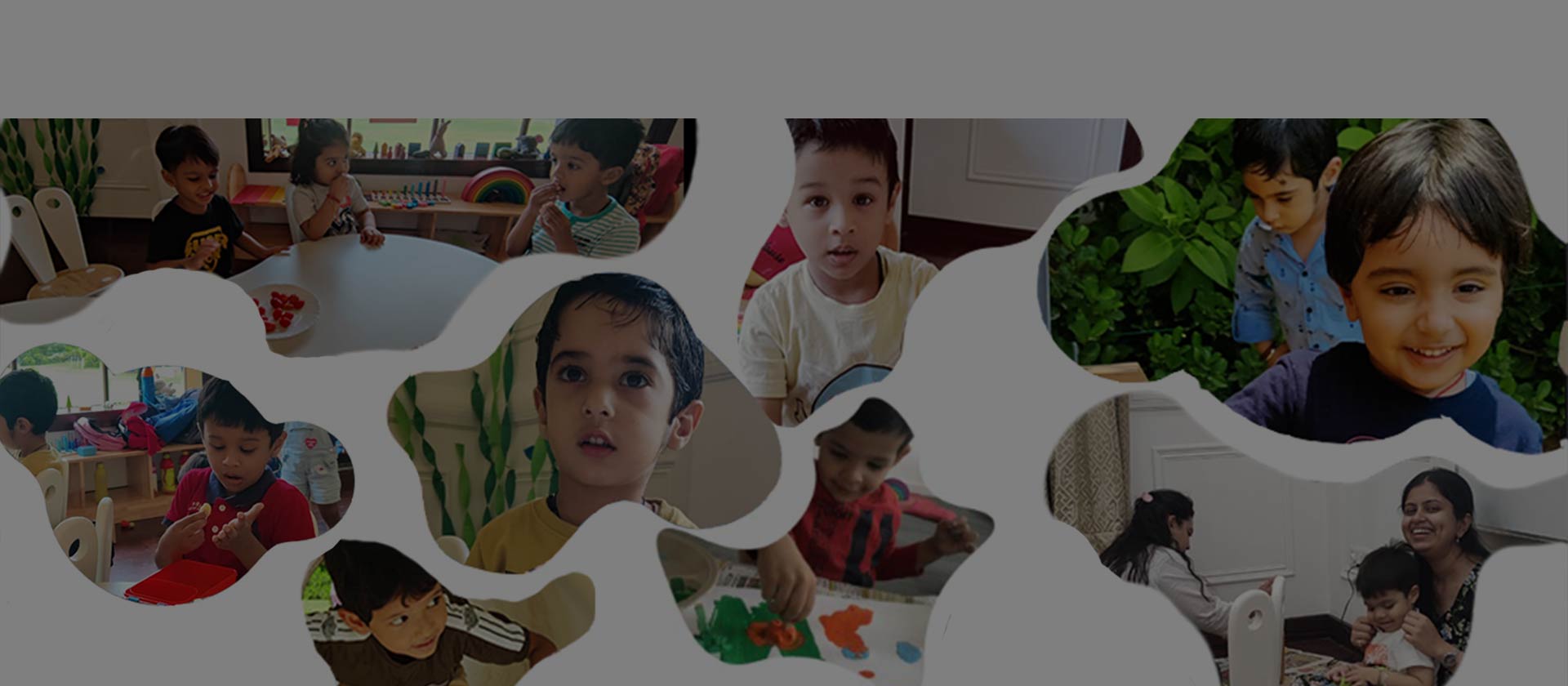 Children and teacher playing with clay